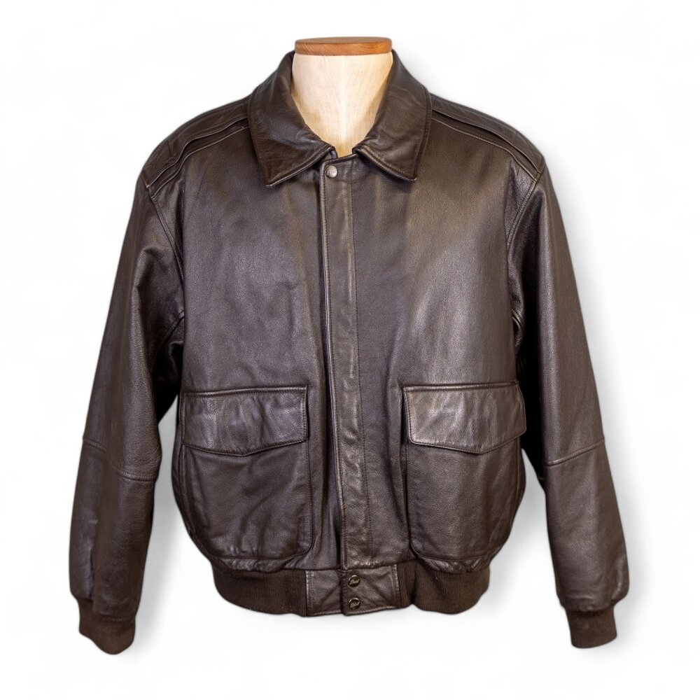 Men's Brown Leather Bomber Jacket - Classic Bomber & Varsity